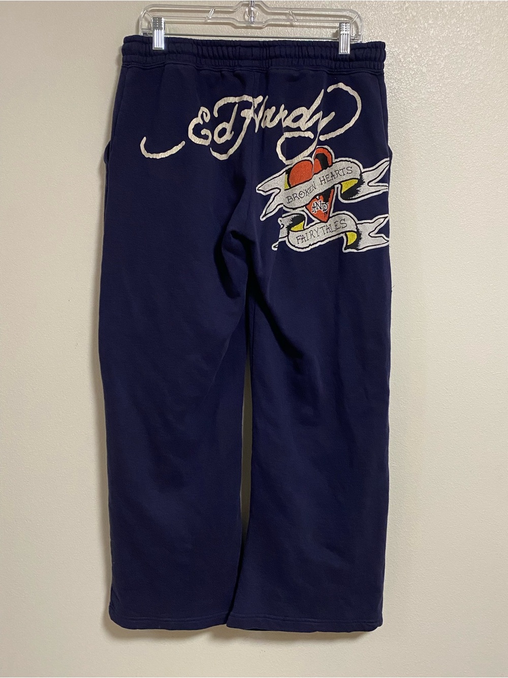 Ed Hardy Sweatpants Women Size Large Navy Broken Hearts & Fairytales Sweatpants